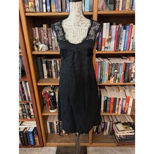 Comptoir Des Cotonniers Women’s xs Black Lace Trimmed Midi Sleeveless Dress